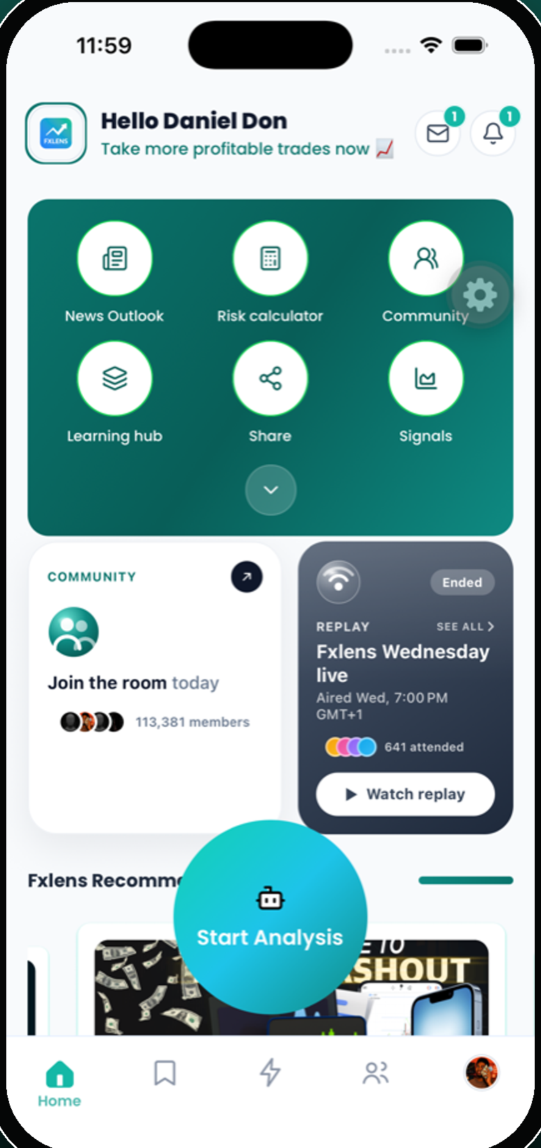 FxLens app home screen